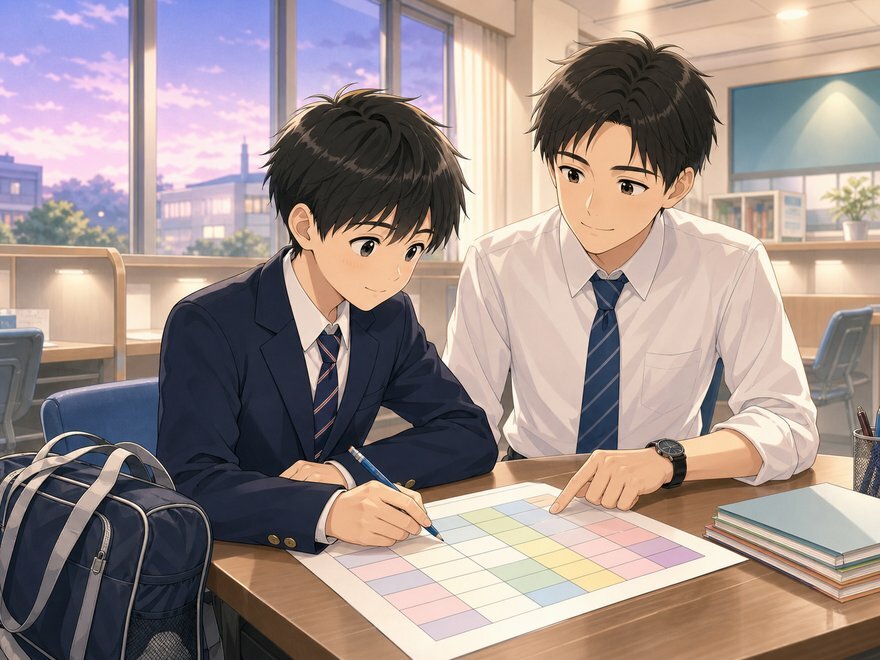 塾で講師と週間スケジュールを立て、部活と勉強を配分する